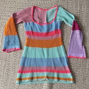 Colorful Striped Knit Swim coverup